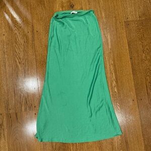 Mango Green Satin Maxi Skirt